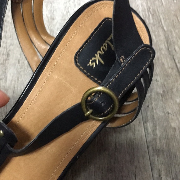 Fun Clark Wedges! - Black Leather, Cork, Size 11M - Picture 7 of 7